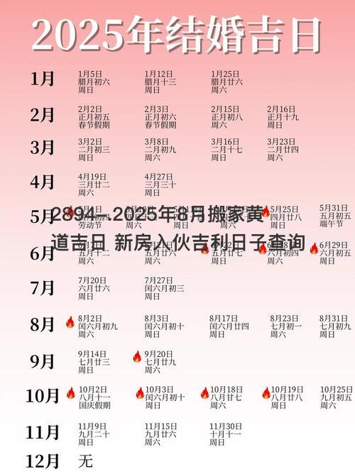 2025年8月搬家黄道吉日